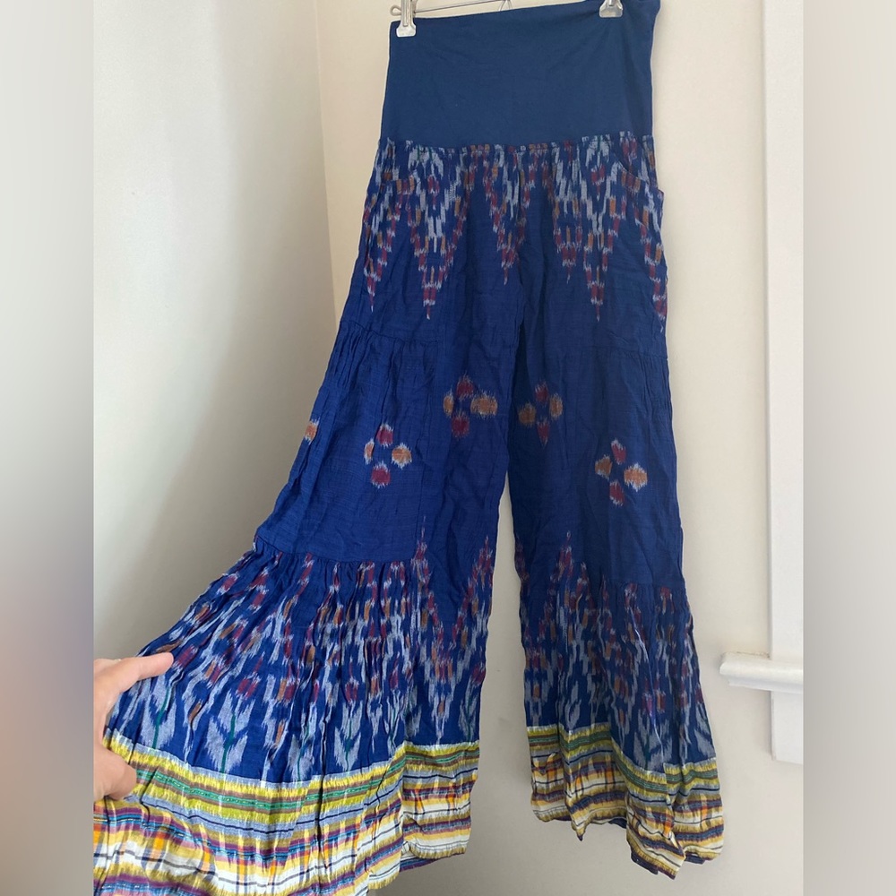 Blue Wide Leg Bali Made Boho Beach Pants